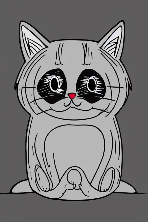 Image similar to Digital cartoon drawing of a kawaii cat, High quality, cel shading, thick line-art