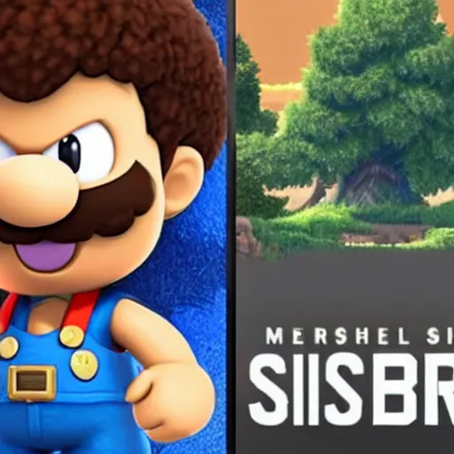 Image similar to Bob Ross as a Super Smash bros ultimate character, Nintendo switch