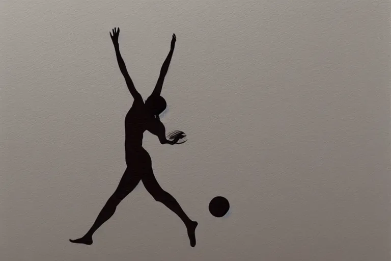 Image similar to beautiful serene volleyball player, healing through motion, life, minimalistic golden and ink airbrush painting on white background