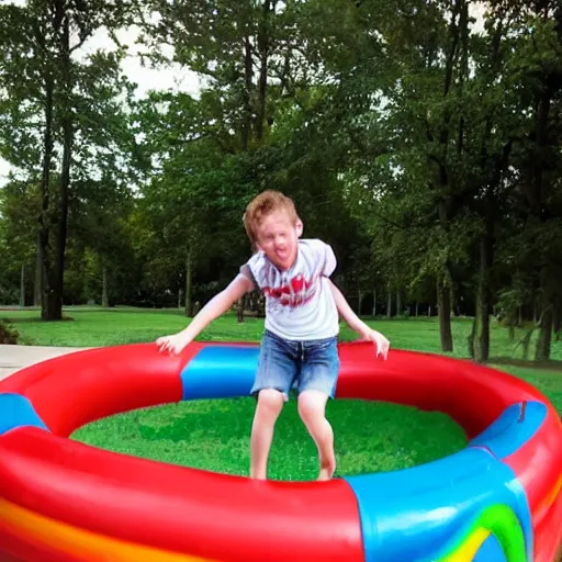 Image similar to kid going down chocolate pudding slip n slide head first, photo taken at the park