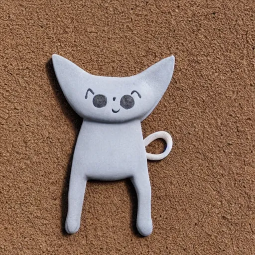 Image similar to gray clay figure cat with fishbone in wheat field