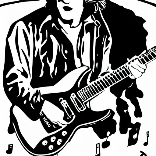 Image similar to syd barret playing guitar and singing, sticker - art, svg vector, adobe - illustrator