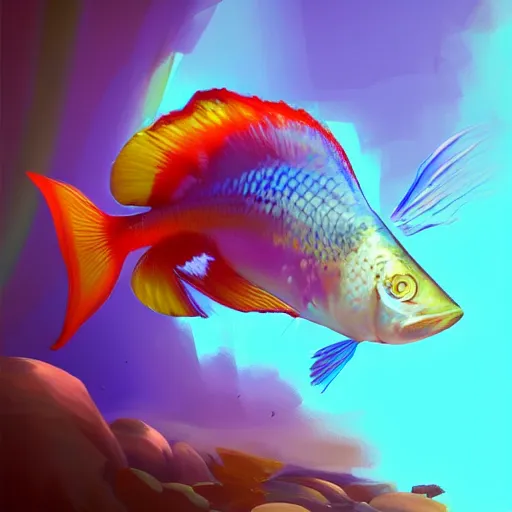 Image similar to A beatiful beta fish flashing amazing colors, digital art, trending on artstation