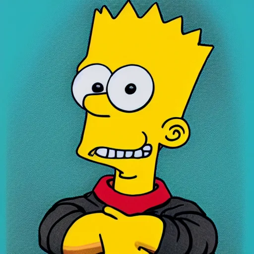 Prompt: realistic photograph of Bart Simpson as a real human being, studio lighting portrait