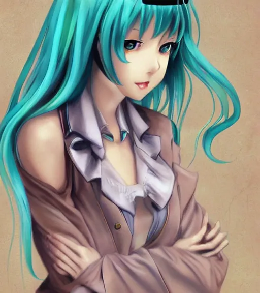 Prompt: Anime art very beautiful Hatsune miku by Gil Elvgren, Earl Moran, Enoch Bolles, Lois van baarle, symmetrical shoulders