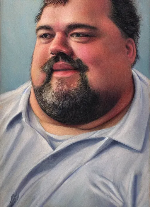 Image similar to portrait of a burly fat man in the style of stefan kostic, flickr, realistic photo, sharp focus, 8k high definition, insanely detailed, intricate, elegant