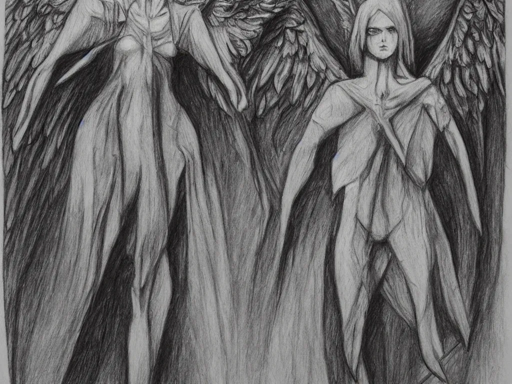 Image similar to apocalypse angel drawing by a child