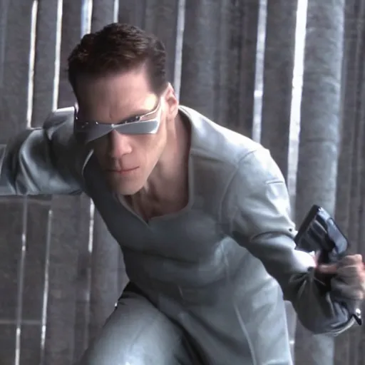 Image similar to Live Action Still of Jerma in The Matrix, real life, hyperrealistic, ultra realistic, realistic, highly detailed, epic, HD quality, 8k resolution, body and headshot, film still