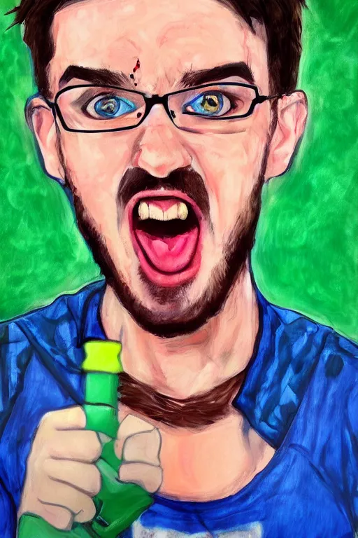 Image similar to Sean McLoughlin yelling extremely, Jacksepticeye, Irish Youtuber, solo portrait 🎨🖌️