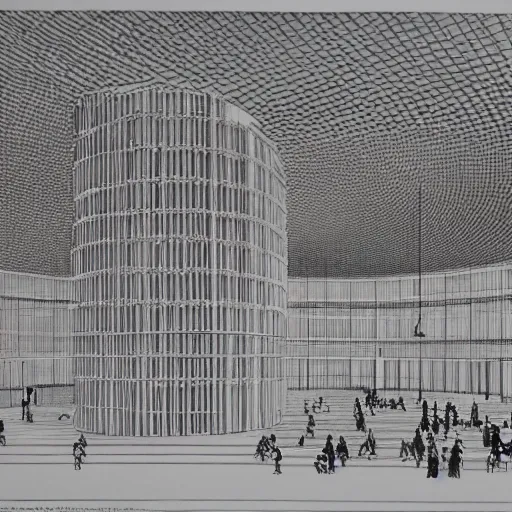 Prompt: Palast der Republik in Berlin, architectural drawing