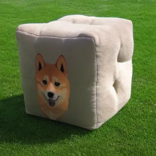 Prompt: doge shiba inu turned into a cube,