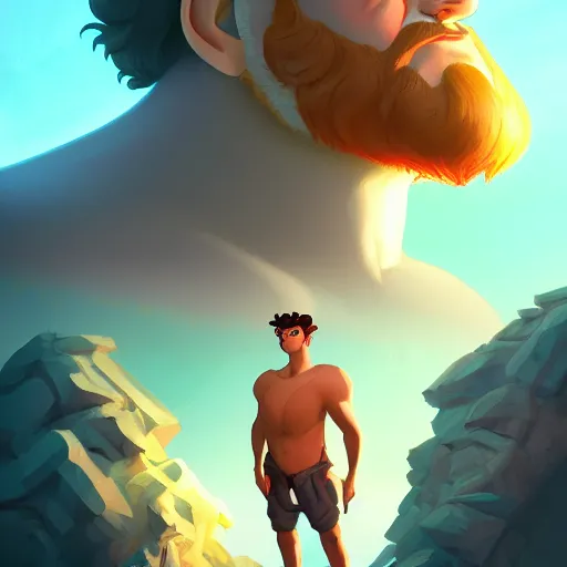 Image similar to Portrait of Ian monkey as Zeus, the greek god, mattepainting concept Blizzard pixar maya engine on stylized background splash comics global illumination lighting artstation lois van baarle, ilya kuvshinov, rossdraws
