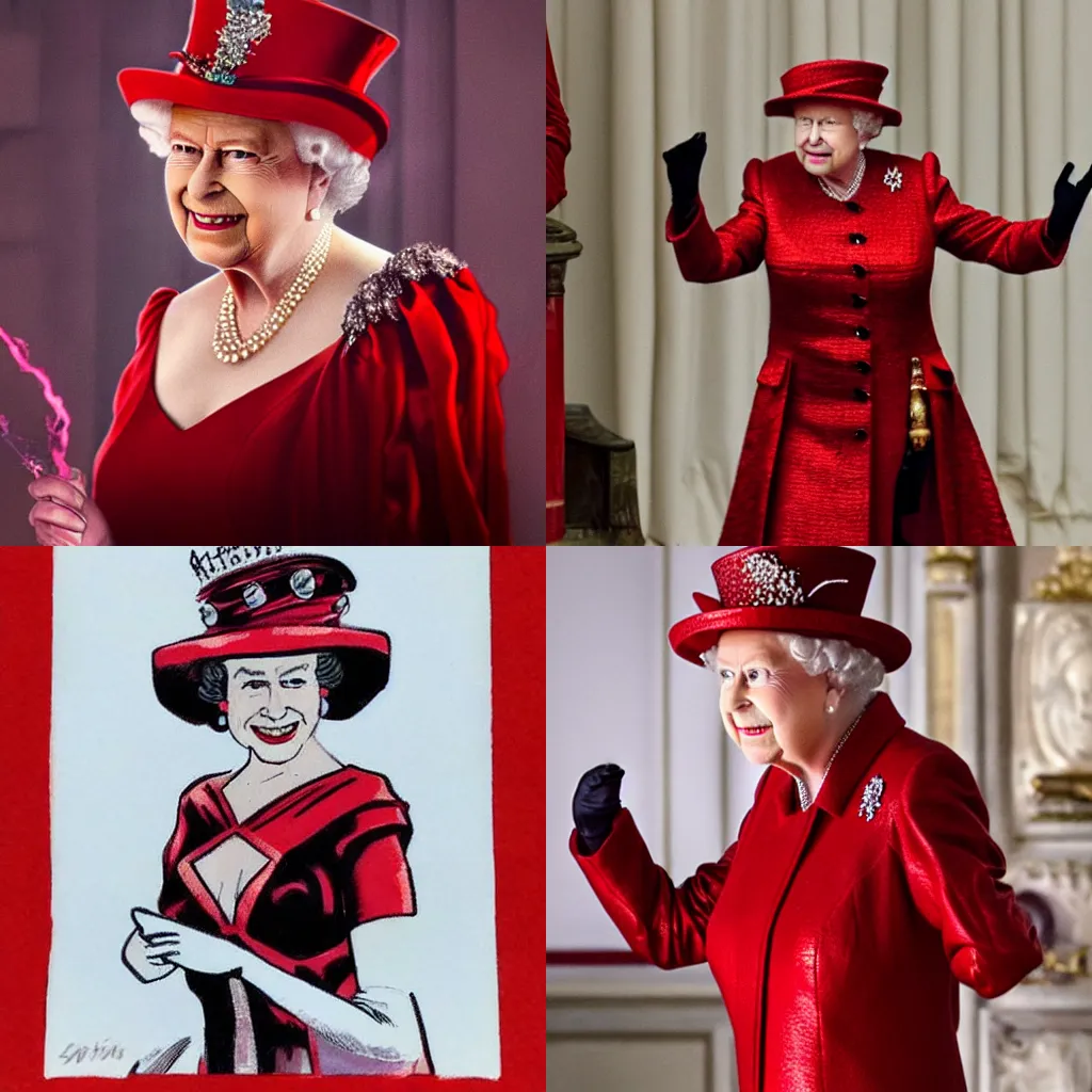 Prompt: queen elizabeth as the scarlet witch