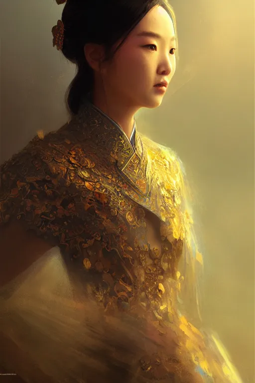 Prompt: chinese princess, gorgeous, portrait, intricate, elegant, volumetric lighting, scenery, digital painting, highly detailed, artstation, sharp focus, illustration, concept art, ruan jia, steve mccurry