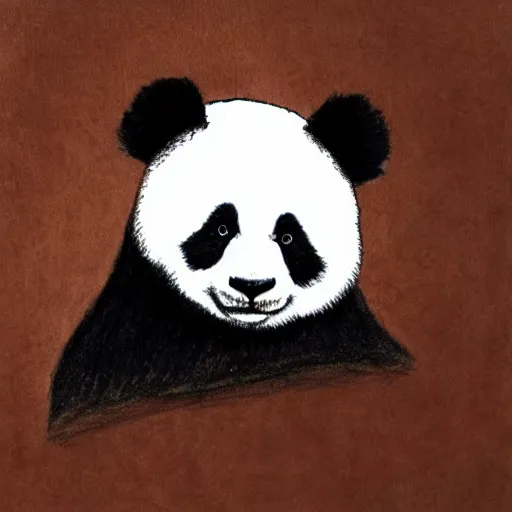 Image similar to a panda in a brown leather jacket riding a motorbike, modernism, colored pencil sketch, 8 k, ultra detailed