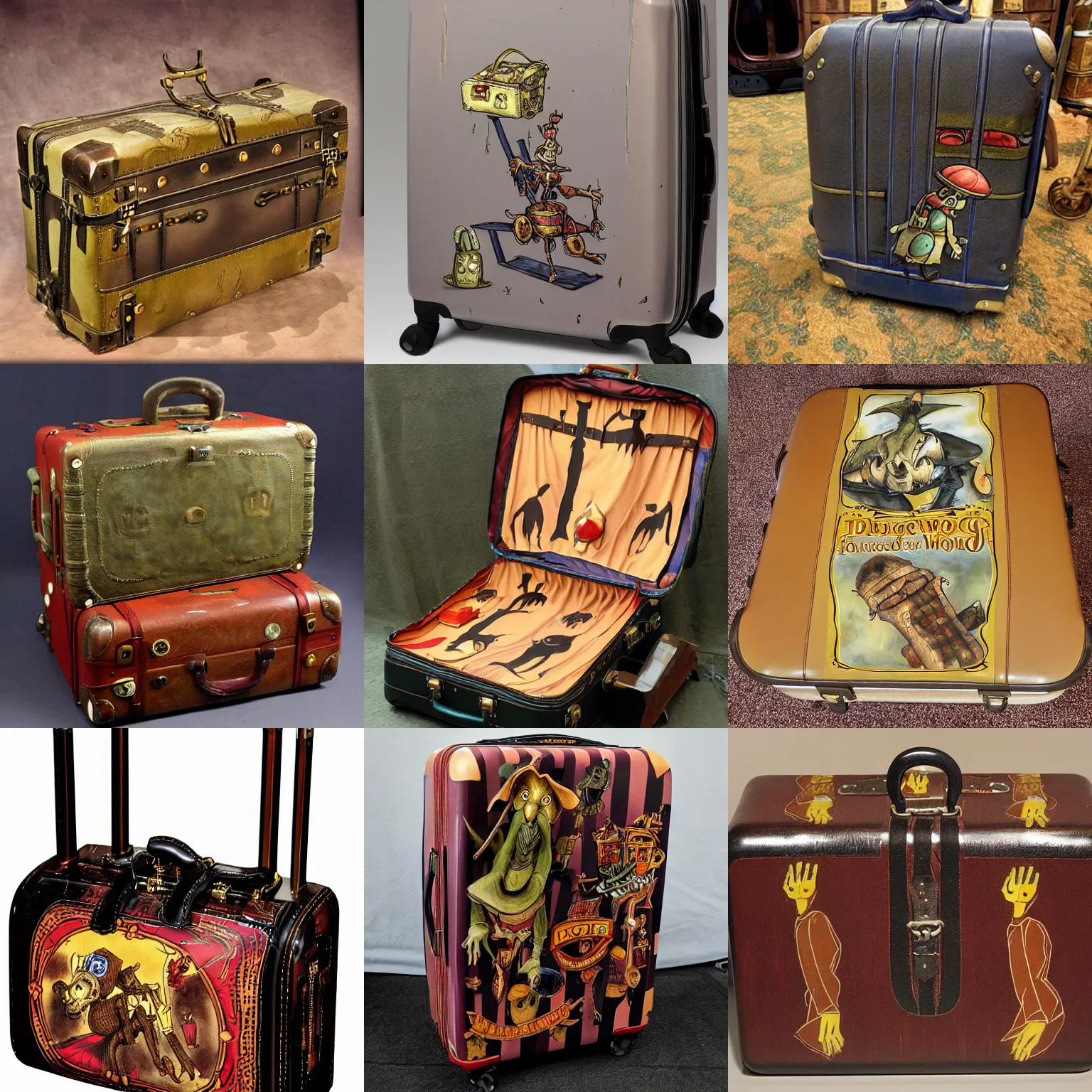 Prompt: luggage with a hundred legs from discworld