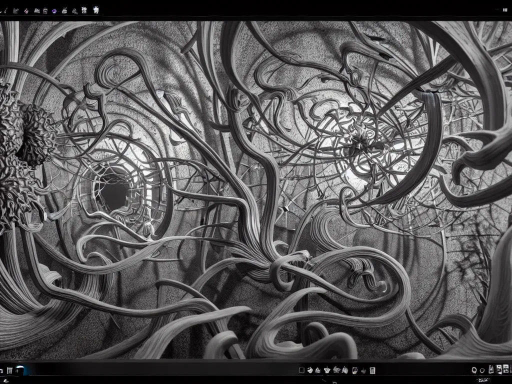 Image similar to , neo surrealism, art by ernst haeckel and daniel martin diaz and mc escher, 8 k, unreal engine render