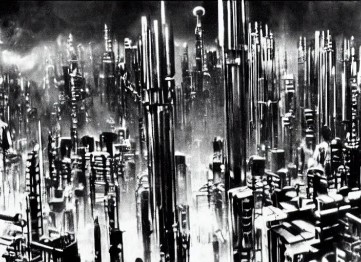 Prompt: scene from the 1977 science fiction film Metropolis