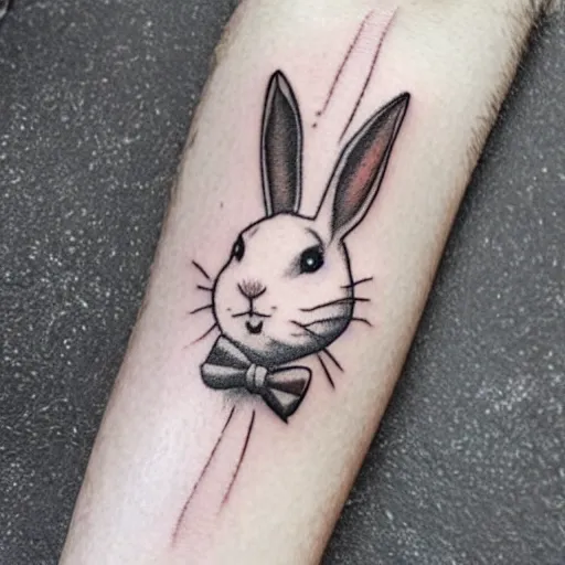 Image similar to a tattoo of a white rabbit