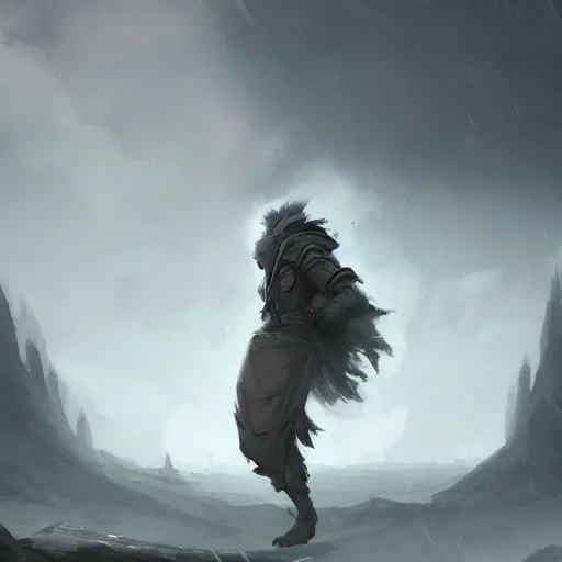 Image similar to grey smoke giant character, windy background, tornado, storm, epic fantasy style, in the style of Greg Rutkowski, hearthstone artwork