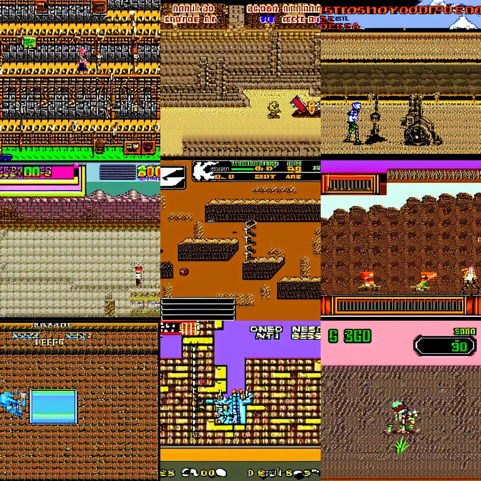 Prompt: a neo geo game screenshot, desert game