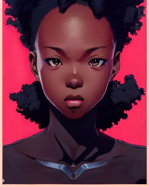 Image similar to black super hero girl | very very anime!!!, fine - face, jill scott, red afro, realistic shaded perfect face, fine details. anime. realistic shaded lighting poster by ilya kuvshinov katsuhiro otomo ghost - in - the - shell, magali villeneuve, artgerm, jeremy lipkin and michael garmash and rob rey