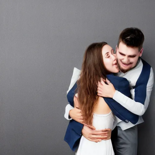 Image similar to guy hugs girl from behind