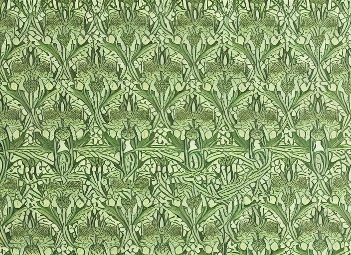 Image similar to william morris wallpaper, pepe the frog