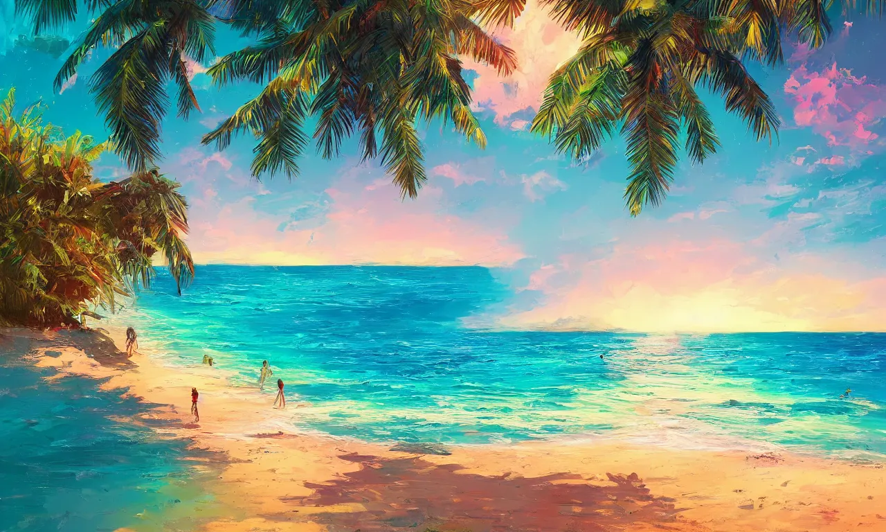 Image similar to paradise beach by alena aenami artworks in 4 k