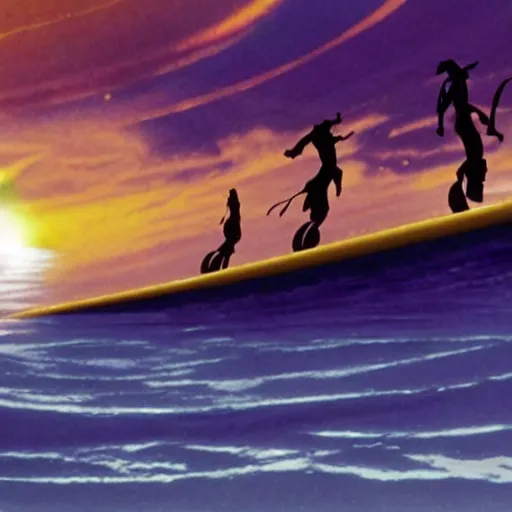 Image similar to the solar surfing scene from the move treasure planet