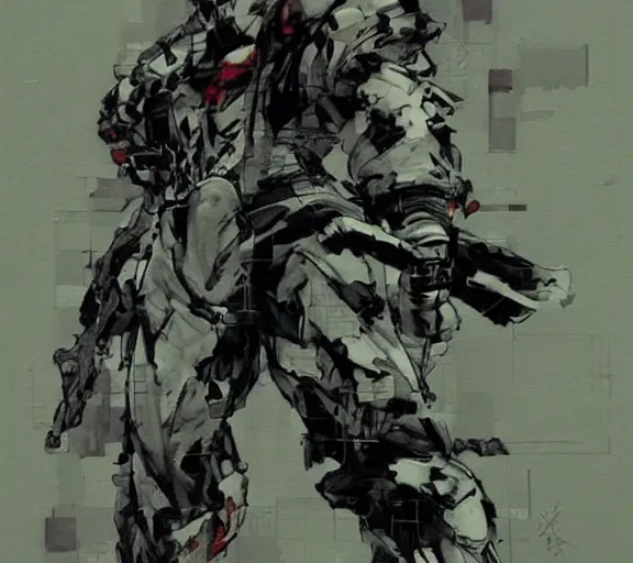 Prompt: a chicken with a crazy look, art by yoji shinkawa,