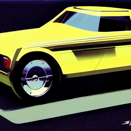 Image similar to concept art of a tiny car, painted by syd mead, high quality