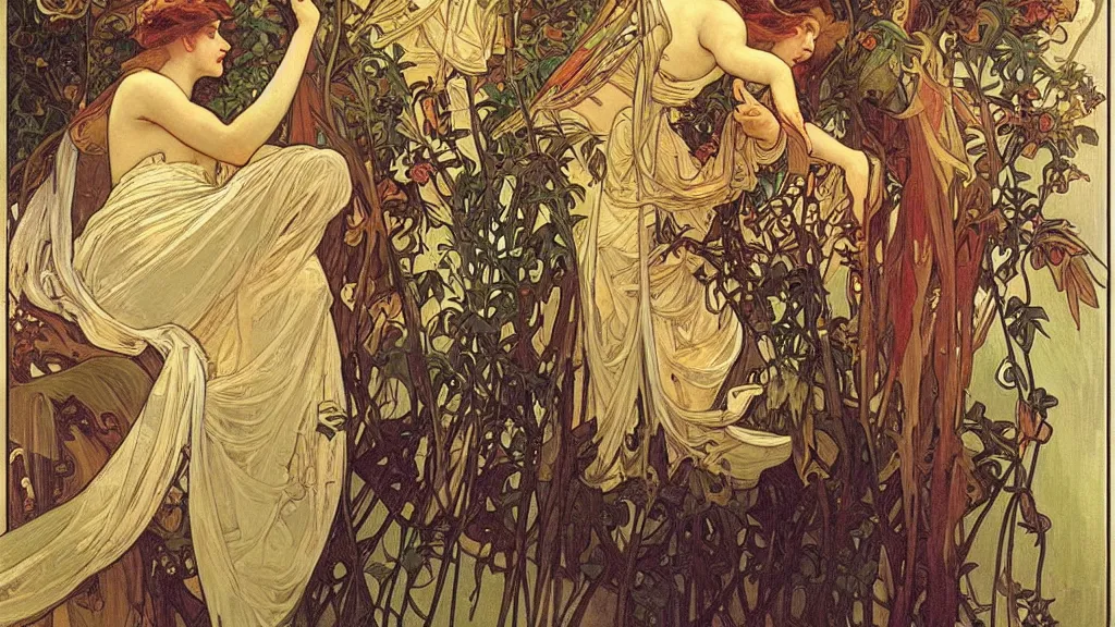 Image similar to the most beautiful scene, an expressive oil painting by alphonse mucha