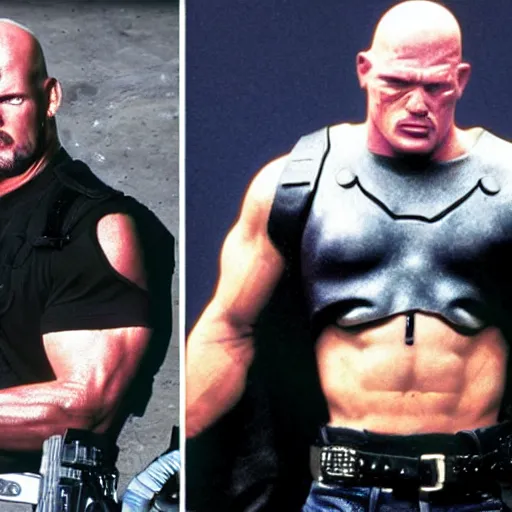 Image similar to Stone Cold Steve Austin as the Terminator