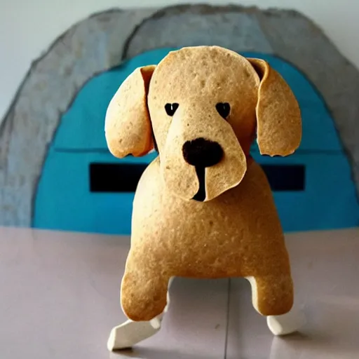 Image similar to a dog made out of bread