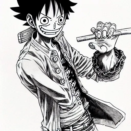 Image similar to luffy by kim jung gi