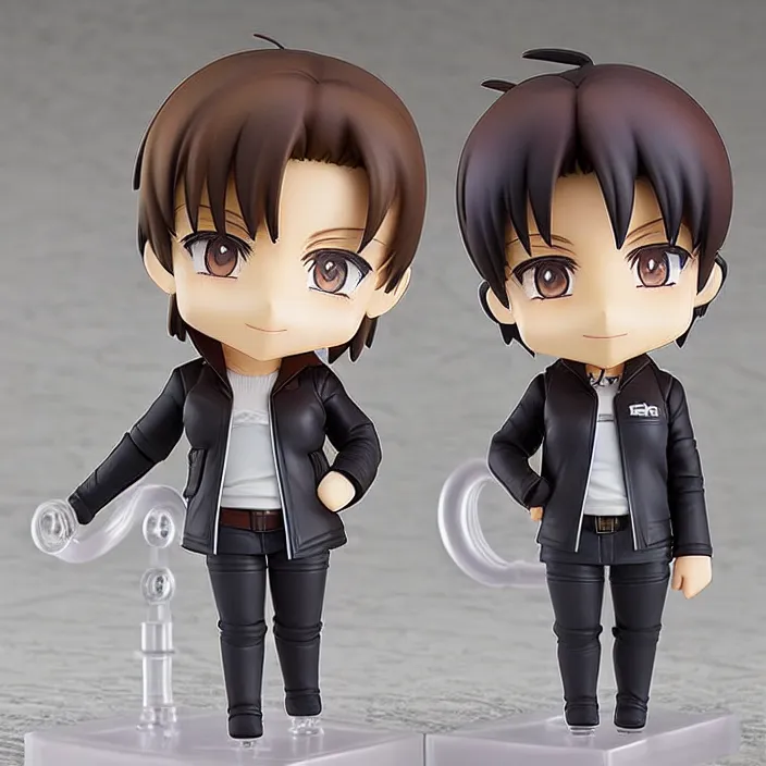 Image similar to Anime Nendoroid figurine of ELON MUSK Wearing Leather Jacket, fantasy, figurine , product photo