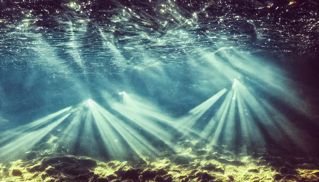 Prompt: under water light rays