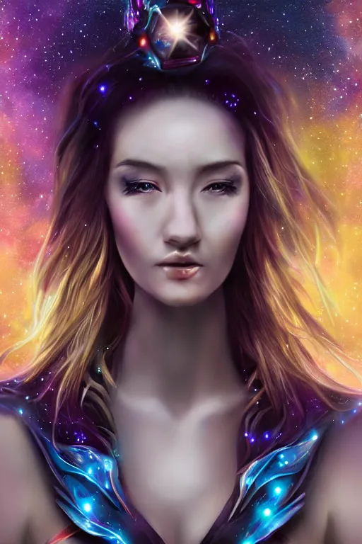 Image similar to galaxy Dragon princess, digital art, 8k ,character ,realistic, portrait, hyperrealistic