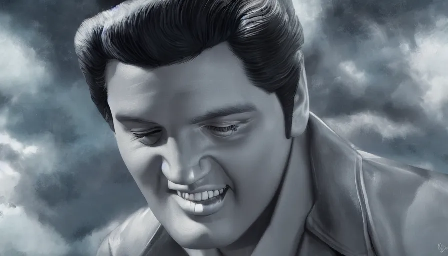 Prompt: Elvis Presley in Heaven, hyperdetailed, artstation, cgsociety, 8k