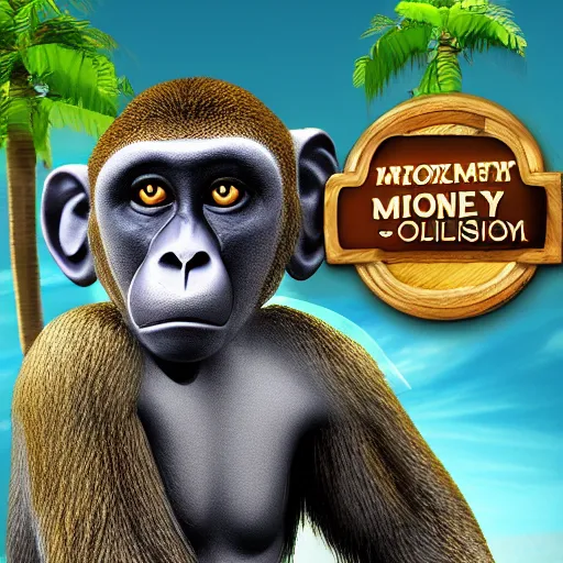 Image similar to realistic monkey simulation game, corporate are style