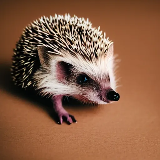 Prompt: baby hedgehog in a teacup, photography, bokeh, minimalistic, 8 k