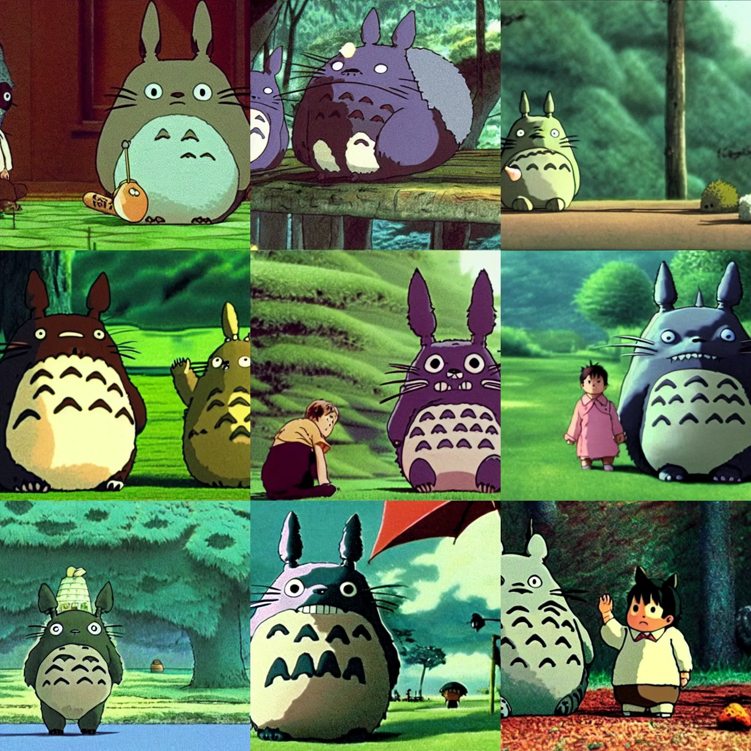 Prompt: film still of Totoro directed by Wes Anderson