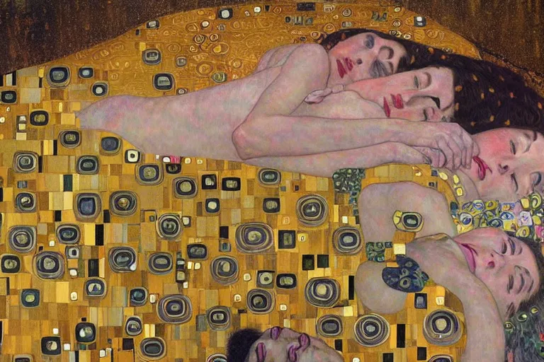 Image similar to that feeling when you wake up and realize its saturday, highly detailed illustration, in the style of gustav klimt