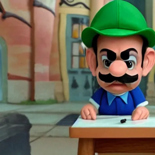 Prompt: beautifully rendered, masterpiece, caricature, claymation, luis guzman as luigi,