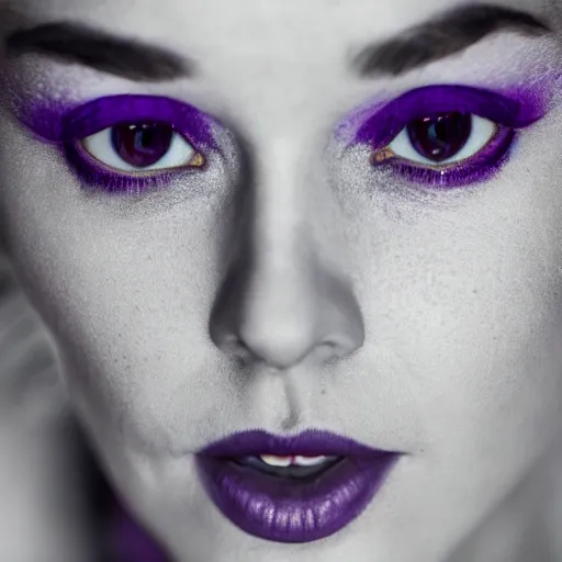 Image similar to photoshoot of emma wattson with purple eyes