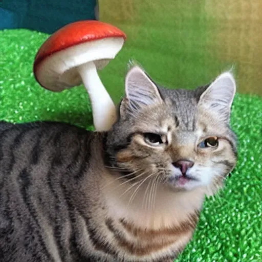 Image similar to cat - mushrooms, cat - faced mushroom, trending on instagram, stop motion