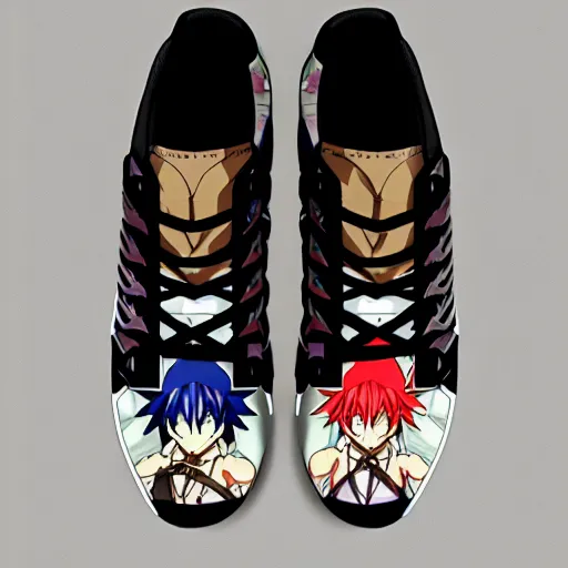 Image similar to fantasy anime jrpg sneaker design designed by studio ghibli, chrono trigger guilty gear style, sleek modern native punk sneaker design, hip hop sneaker design with subtle mayan patterns, gapmoe yandere grimdark, trending on pixiv fanbox, painted by greg rutkowski makoto shinkai takashi takeuchi studio ghibli, akihiko yoshida