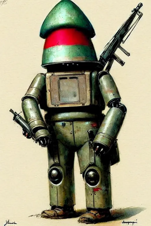 Image similar to ( ( ( ( ( 1 9 5 0 s robot knome army commando. muted colors. ) ) ) ) ) by jean - baptiste monge!!!!!!!!!!!!!!!!!!!!!!!!!!!!!!