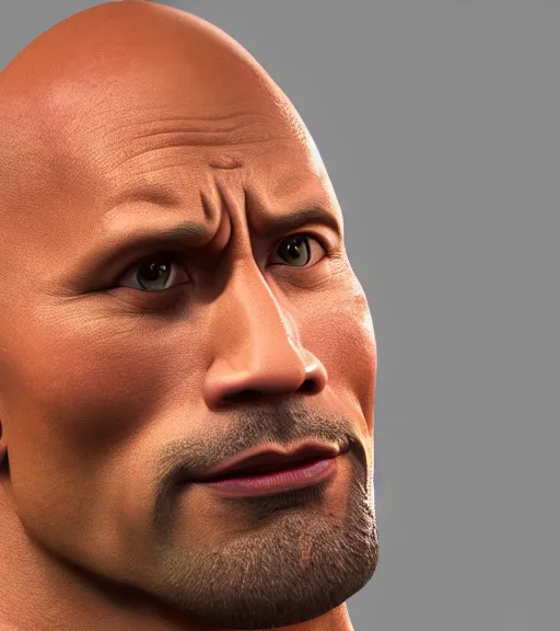 Prompt: Dwayne Johnson in 3D Pixar animation style, clean background, face close up
